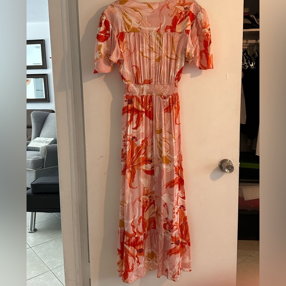 Abel the Label Peach Floral High Low dress size s - Picture 9 of 11